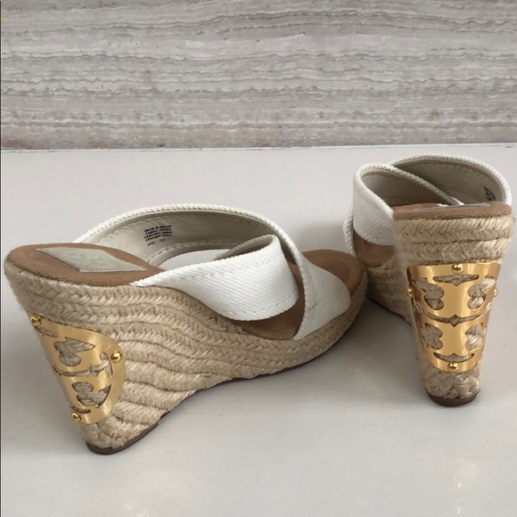 Tory Burch Shoes - Tory Burch White Espadrille Wedges Sz 7